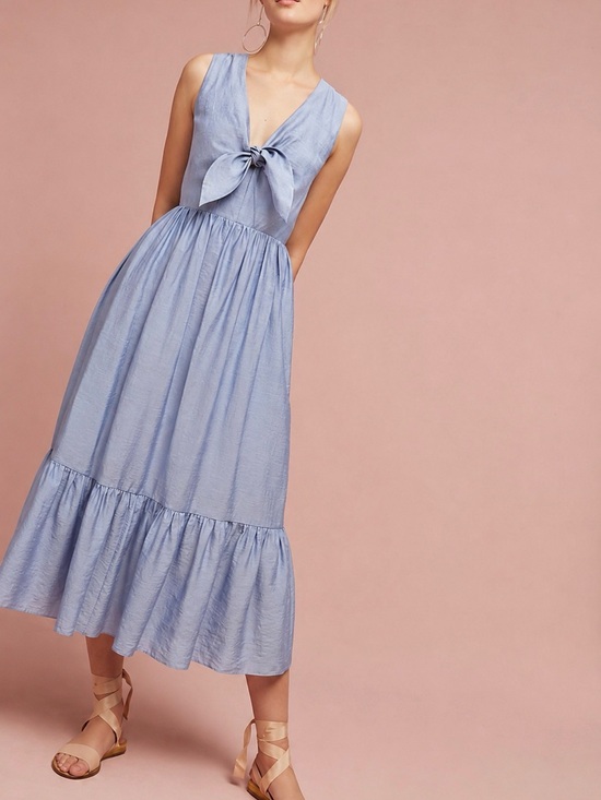 Joe Fresh Dresses & Skirts - NWT Joe Fresh Sky Blue Tie-Front Sleeveless Midi Dress with side pockets
